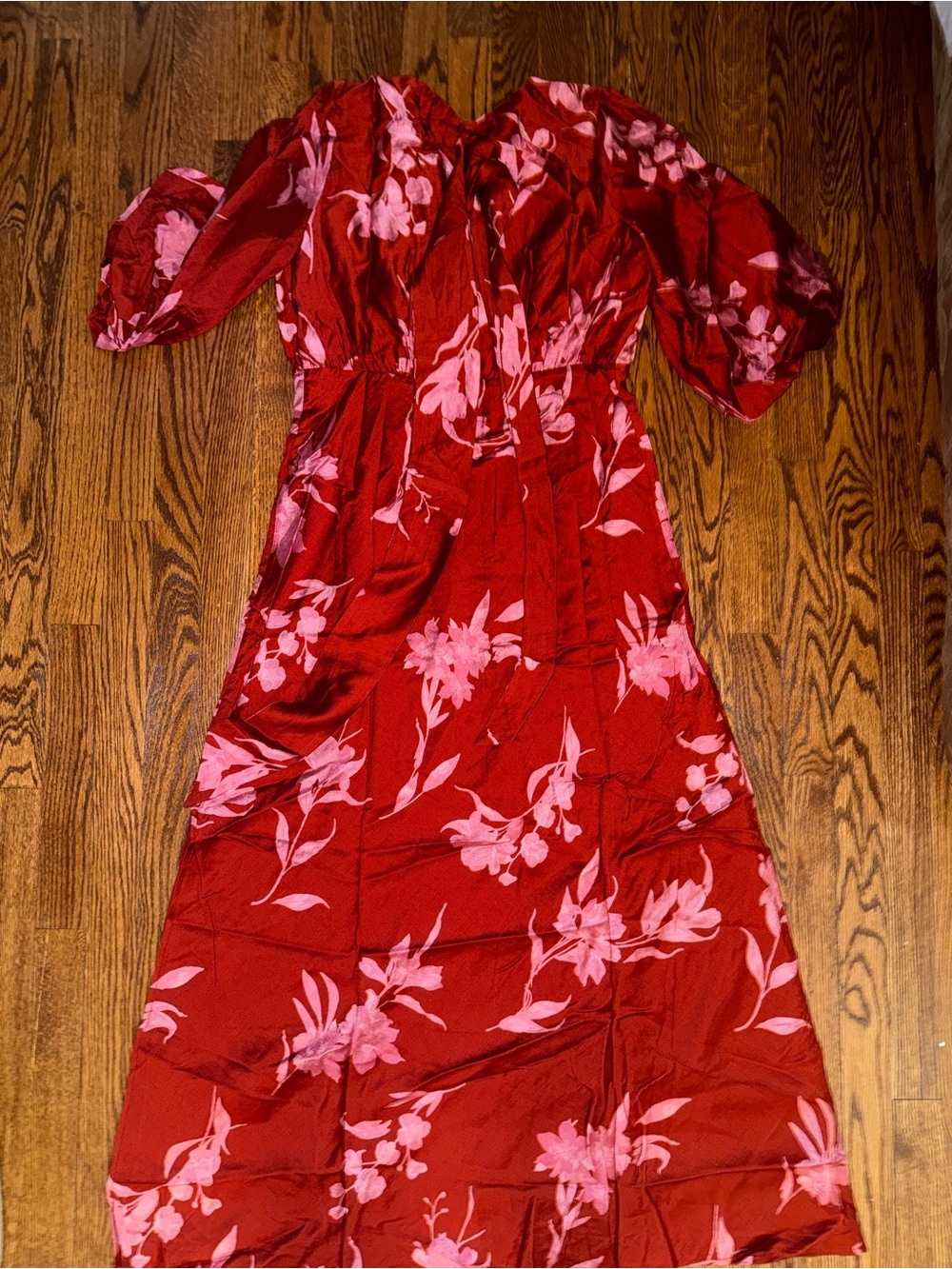 a new day Red Maxi Dress with Pink Floral Print - Picture 3 of 4